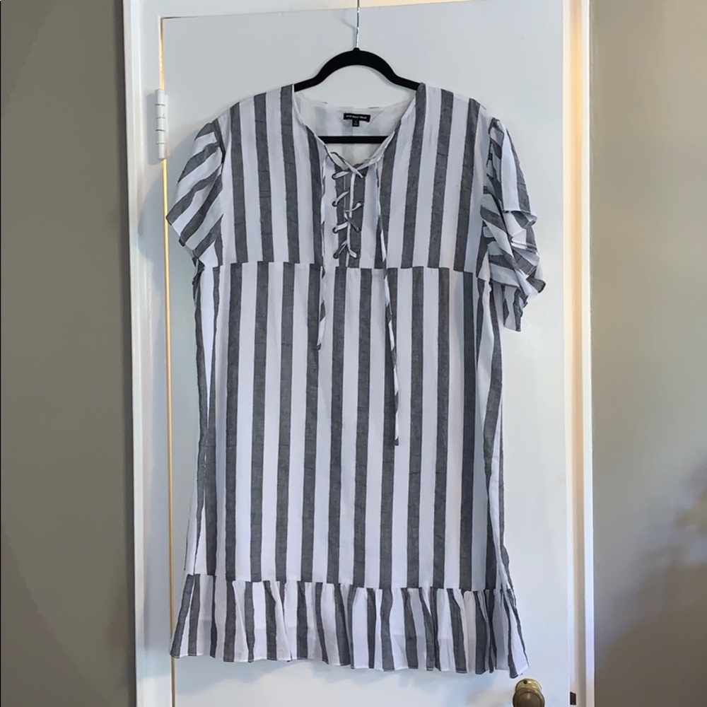 Who what wear striped grey and white linen dress L